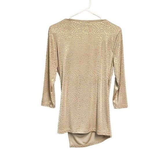 Chico's Travelers Ruched Faux Wrap‎ Super-soft Animal Print Neutral Top 0 Small - Picture 6 of 7